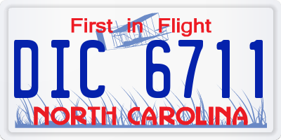 NC license plate DIC6711