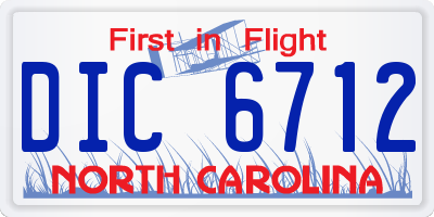 NC license plate DIC6712