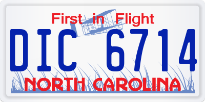 NC license plate DIC6714