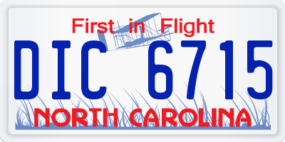 NC license plate DIC6715