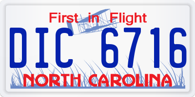 NC license plate DIC6716