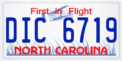NC license plate DIC6719