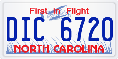 NC license plate DIC6720