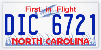 NC license plate DIC6721