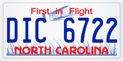 NC license plate DIC6722