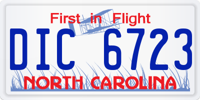 NC license plate DIC6723