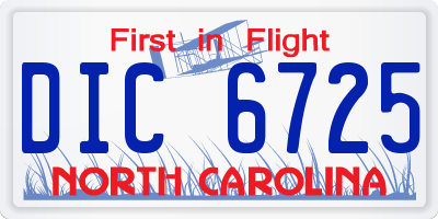 NC license plate DIC6725