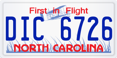 NC license plate DIC6726
