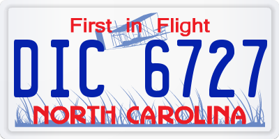 NC license plate DIC6727