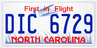 NC license plate DIC6729