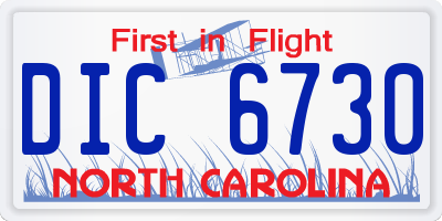 NC license plate DIC6730