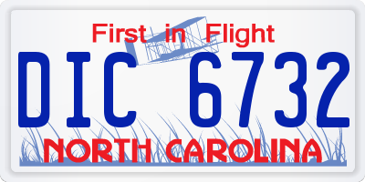NC license plate DIC6732
