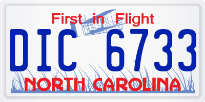 NC license plate DIC6733