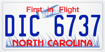 NC license plate DIC6737