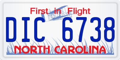 NC license plate DIC6738