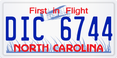 NC license plate DIC6744