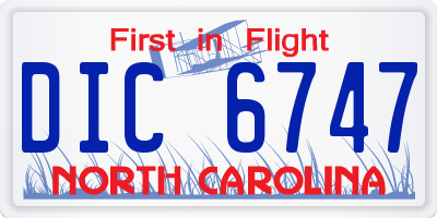 NC license plate DIC6747