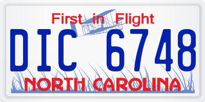 NC license plate DIC6748