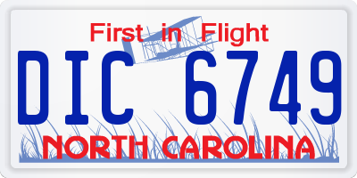 NC license plate DIC6749