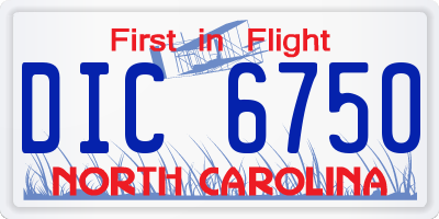 NC license plate DIC6750