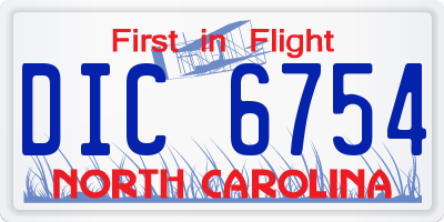 NC license plate DIC6754