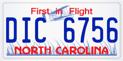 NC license plate DIC6756