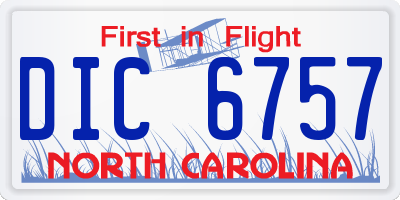 NC license plate DIC6757