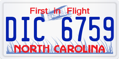 NC license plate DIC6759