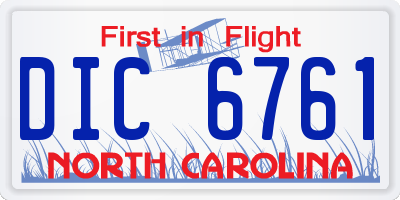 NC license plate DIC6761