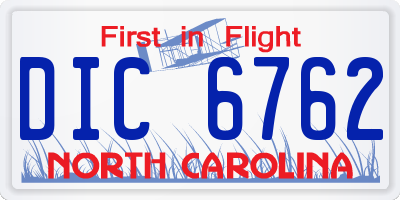 NC license plate DIC6762