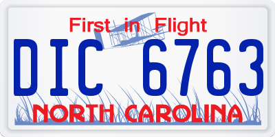 NC license plate DIC6763
