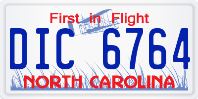 NC license plate DIC6764