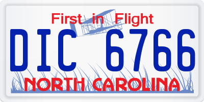 NC license plate DIC6766
