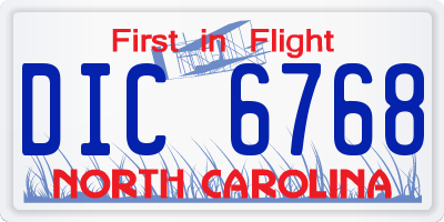 NC license plate DIC6768