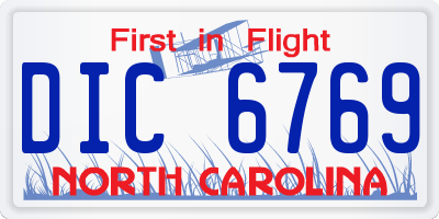 NC license plate DIC6769