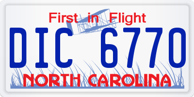 NC license plate DIC6770
