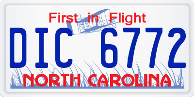 NC license plate DIC6772