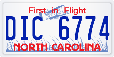 NC license plate DIC6774