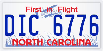 NC license plate DIC6776