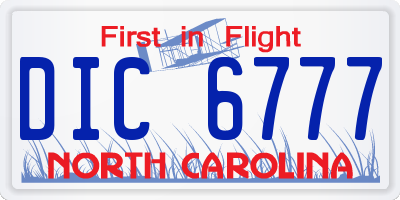NC license plate DIC6777
