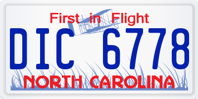 NC license plate DIC6778