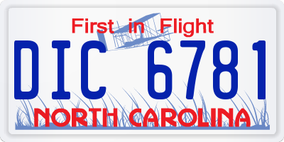 NC license plate DIC6781