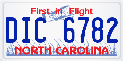 NC license plate DIC6782