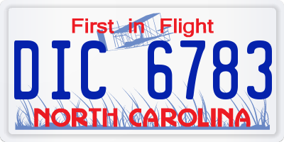 NC license plate DIC6783