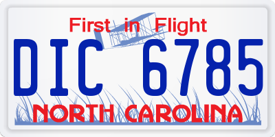 NC license plate DIC6785