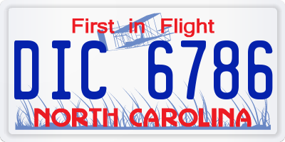 NC license plate DIC6786