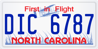 NC license plate DIC6787