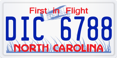 NC license plate DIC6788