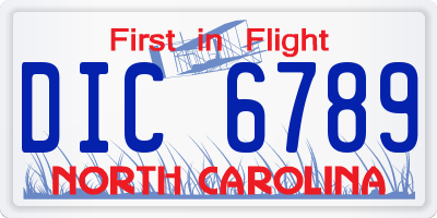 NC license plate DIC6789