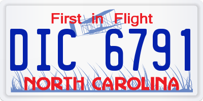 NC license plate DIC6791